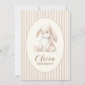 Neutral Baby's First Birthday Bunny Invitation Kaart (Achterkant)