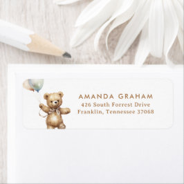Neutral Barly Wait Teddy Bear Baby shower Adres Etiket