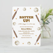 Neutral Batter Up Baseball Sport Baby Shower Kaart (Staand voorkant)