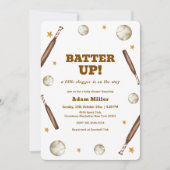 Neutral Batter Up Baseball Sport Baby Shower Kaart (Voorkant)
