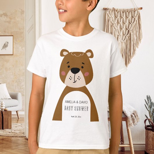 Neutral Bear Baby Shower Keepsake Outfit T-shirt
