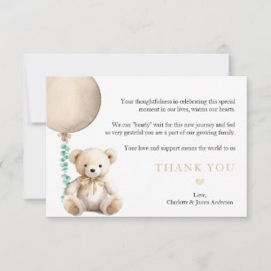 Neutral Bearly Wait Baby shower bedankkaart