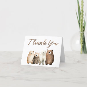 Neutral Bearly Wait Teddy Bear Baby shower Blank Bedankkaart