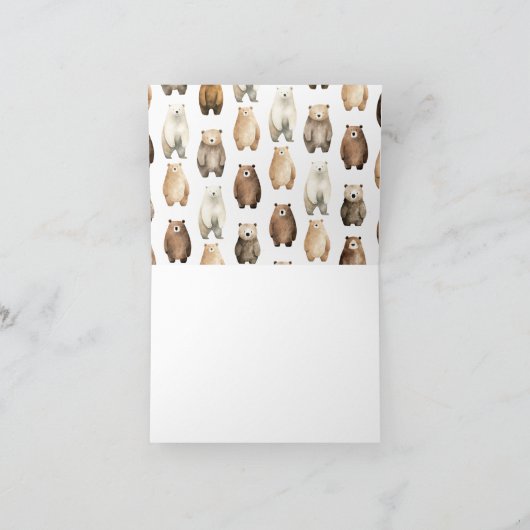 Neutral Bearly Wait Teddy Bear Baby shower Blank Bedankkaart (Binnen)