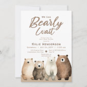 Neutral Bearly Wait Teddy Bear-Baby shower Kaart (Voorkant)