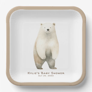 Neutral Bearly Wait Teddy Bear-Baby shower Papieren Bordje
