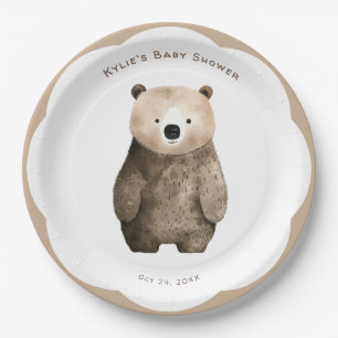Neutral Bearly Wait Teddy Bear-Baby shower Papieren Bordje