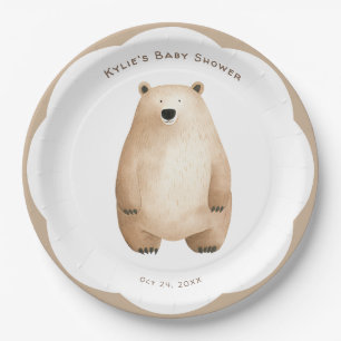 Neutral Bearly Wait Teddy Bear-Baby shower Papieren Bordje