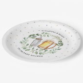 Neutral Beer Couples Baby shower Greenery Cheers Papieren Bordje (Gekanteld)