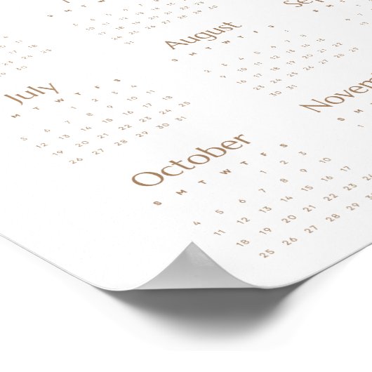 Neutral Beige 2026 Calendar Minimalist One-Page Poster (Hoek)