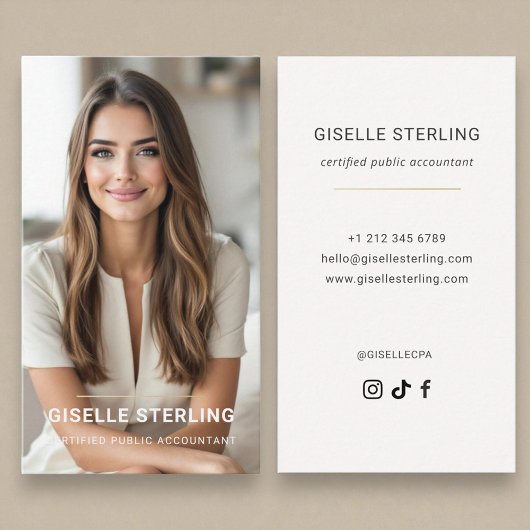 Neutral Beige Accountant CPA Minimal Modern Visitekaartje