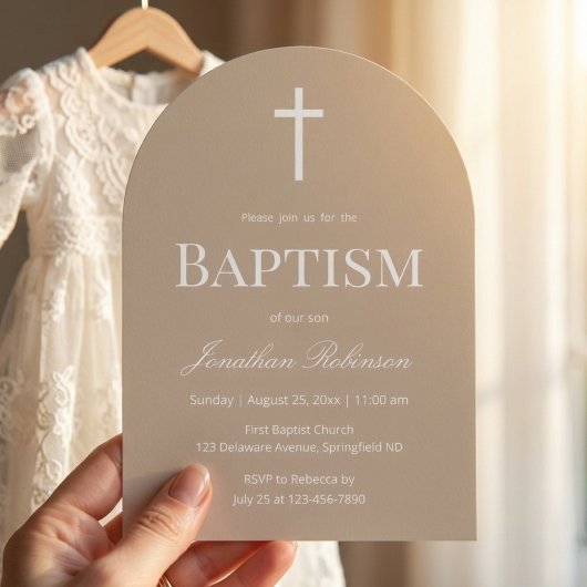 Neutral Beige Arch Baptism  Kaart