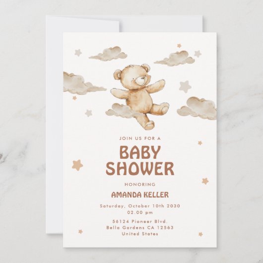 Neutral Beige Beer Baby shower Invitation Kaart (Voorkant)
