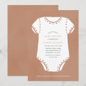 Neutral Beige Bodysuit minimalistisch Baby shower Kaart (Voorkant / Achterkant)