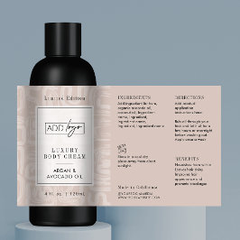 Neutral Beige Bohemian Logo 4OZ Cosmetic Bottle Rechthoekige Sticker