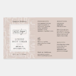 Neutral Beige Bohemian Logo 4OZ Cosmetic Bottle Rechthoekige Sticker