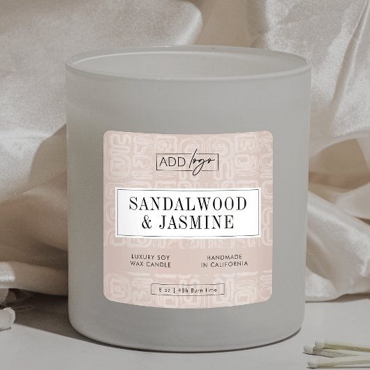 Neutral Beige Boho Aesthetic Candle Product Label