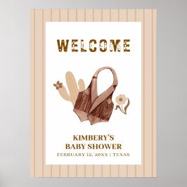Neutral Beige Boho Cowgirl Baby shower Welkom Poster