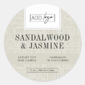 Neutral Beige Boho Logo Candle Jar Lid Ronde Sticker (Voorkant)