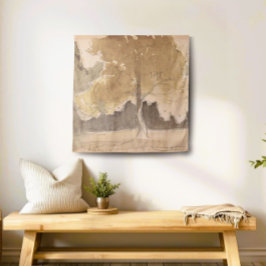 Neutral beige  boomschets wandkleed