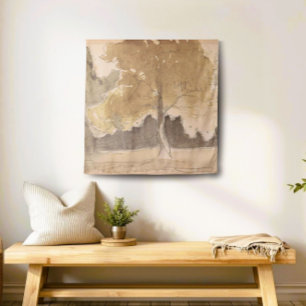 Neutral beige  boomschets wandkleed