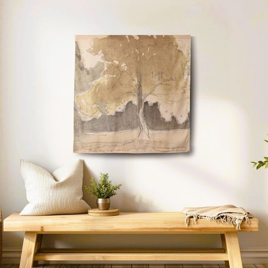 Neutral beige  boomschets wandkleed