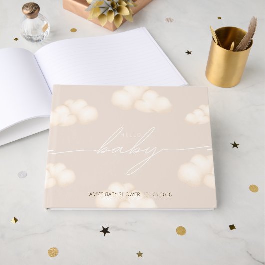 Neutral Beige Cloud 9-Baby shower Gastenboek (Voorkant open)