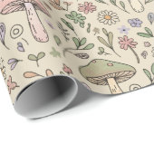 Neutral Beige Earthy Mushroom Seamless Pattern Cadeaupapier (Rol Hoek)