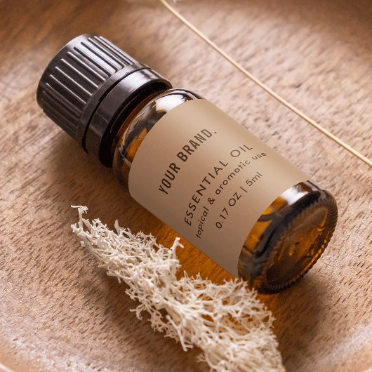 Neutral Beige Essential Oil Dropper Bottle Wrapper Etiket