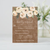 Neutral Beige Floral Boho Brown RSVP Kaartje (Staand voorkant)