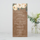 Neutral Beige Floral Boho Brown Wedding Menu (Staand voorkant)