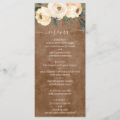 Neutral Beige Floral Boho Brown Wedding Menu (Voorkant)