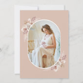 Neutral Beige Floral Pampas Foto Baby shower Kaart (Achterkant)