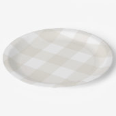 Neutral Beige Gingham Papieren Bordje (Gekanteld)