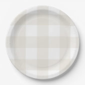 Neutral Beige Gingham Papieren Bordje (Voorkant)