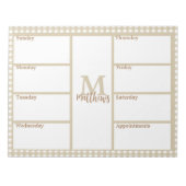 Neutral Beige Gingham Plaid Weekly Planner Notitie Notitieblok (Voorkant)