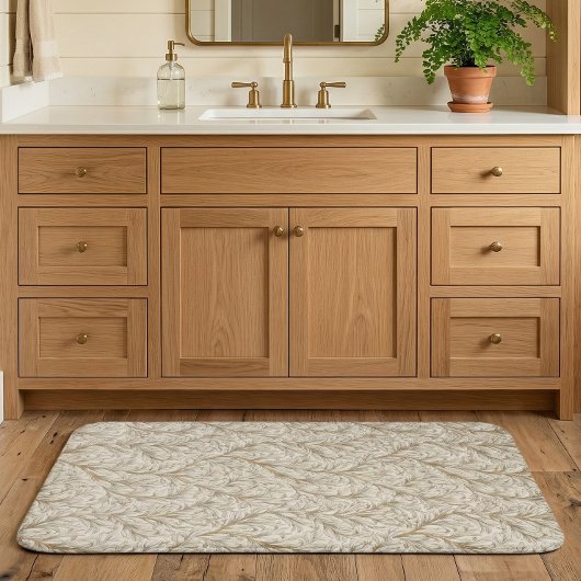 Neutral Beige Gold Botanical Leaf William Morris Badmat