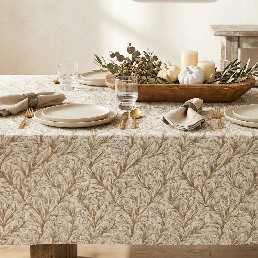 Neutral Beige Gold Botanical Leaf William Morris Tafelkleed