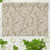 Neutral Beige Gold Botanical Leaf William Morris Theedoek (Gevouwen)