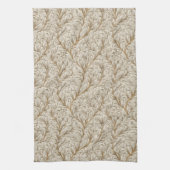 Neutral Beige Gold Botanical Leaf William Morris Theedoek (Verticaal)