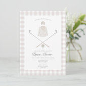 Neutral Beige Golf thema baby shower uitnodiging (Staand voorkant)