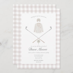 Neutral Beige Golf thema baby shower uitnodiging