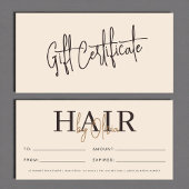 Neutral Beige Hair Salon Logo Gift Certificates