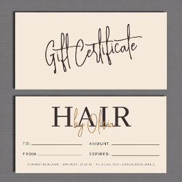 Neutral Beige Hair Salon Logo Gift Certificates