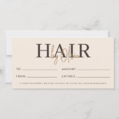 Neutral Beige Hair Salon Logo Gift Certificates (Achterkant)