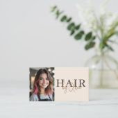 Neutral Beige Hair Stylist Photo QR Code  Visitekaartje (Staand voorkant)