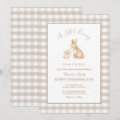 Neutral Beige Little Bunny Baby Shower Invitation Kaart (Voorkant / Achterkant)