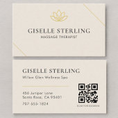 Neutral Beige Massage Therapist QR Code Visitekaartje