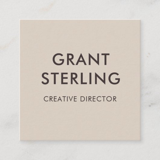 Neutral Beige Minimal Typography QR Code Vierkante Visitekaartje (Voorkant)