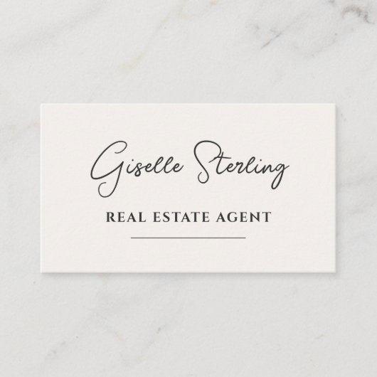 Neutral Beige Minimalist Real Estate Agent QR Code Visitekaartje (Voorkant)